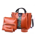 4 Pcs Chocolate Brown Handbags Set For Ladies